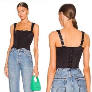 Revolve HAH Knock Out Black corset top with gold hardware